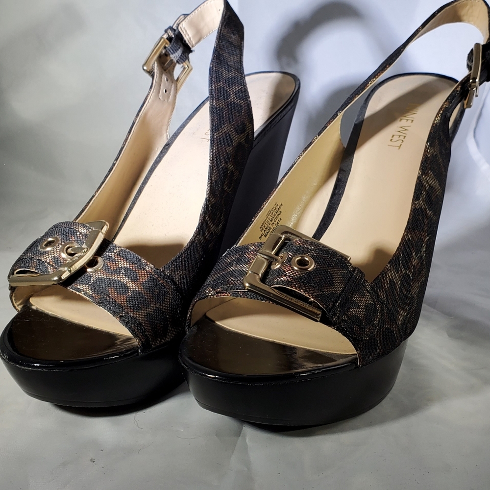 Leopard print wedges